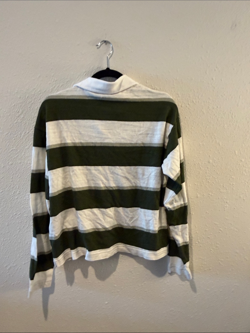 NWT LOFT Green and White Striped Rugby Shirt - Picture 3 of 3